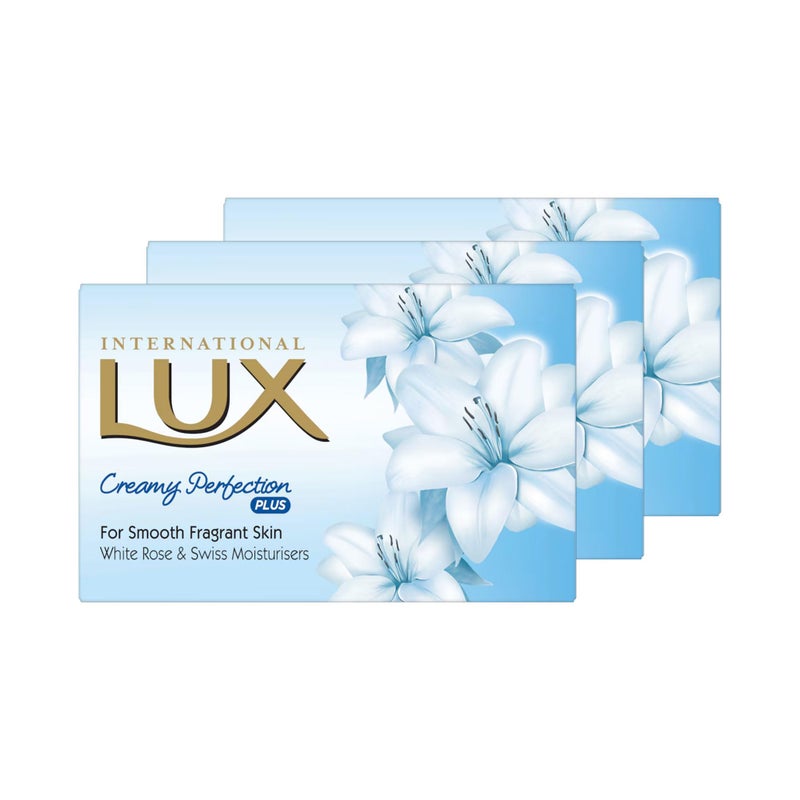LUX International Creamy Perfection Soap With Swiss Moisturizers & Delicate White Flower Scent - 75 g (Pack of 3) - Image 1